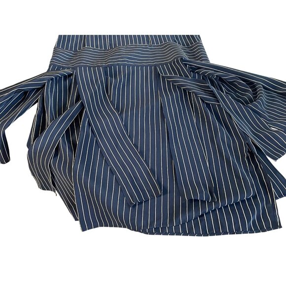 Vtg 80's Nancy Johnson Navy & Cream Striped 100% Silk Midi Dress W/ Button Back - Picture 5 of 9